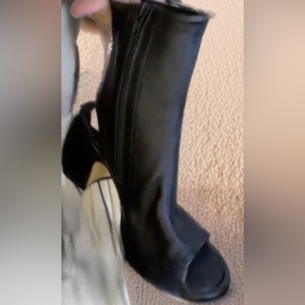 Steve Madden Leather  Black Open Toe Bootie